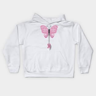 Butterfly Spoon Awareness Ribbon! (Pink) Kids Hoodie